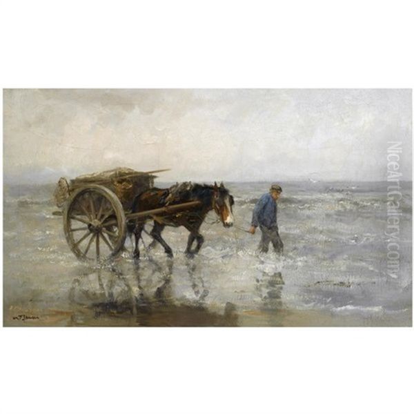 A Shell Fisher In The Breakers by Willem George Frederik Jansen