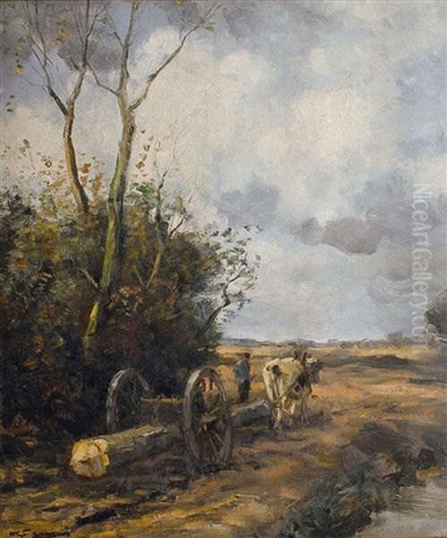 Fuhrwerk Mit Schwerem Baumstamm Oil Painting by Willem George Frederik Jansen