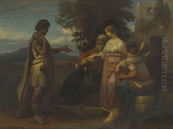 Jakob Wirbt Um Rahel, Die Tochter Labans Oil Painting by Eduard Robert Bary