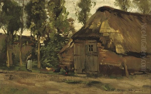 At The Farmhouse Oil Painting by Willem George Frederik Jansen