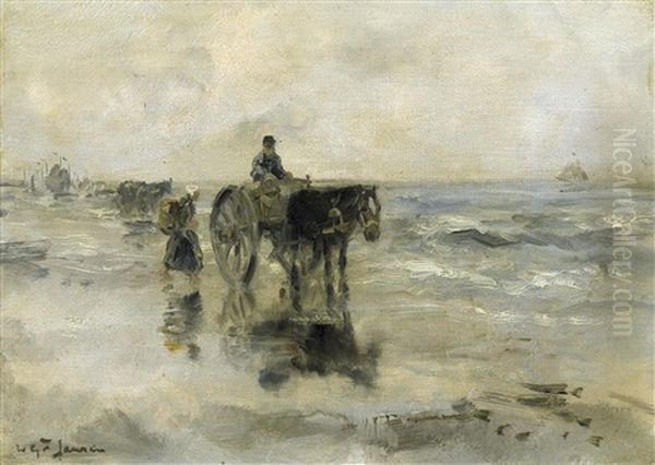 Krabbenfischer An Der Hollandischen Kuste Oil Painting by Willem George Frederik Jansen