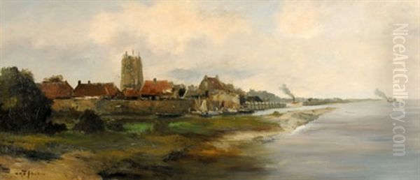 Uferlandschaft Mit Kirche Oil Painting by Willem George Frederik Jansen