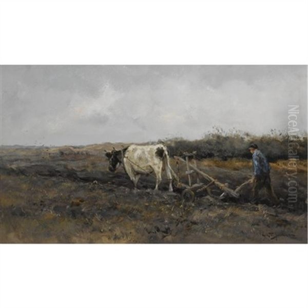 Ploughing The Fields Oil Painting by Willem George Frederik Jansen