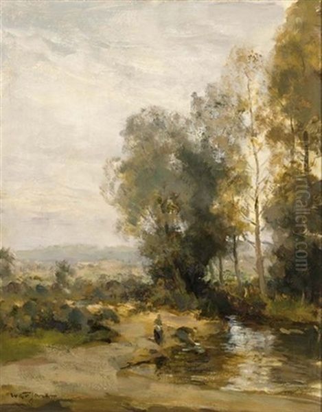 Washerwomen Along The Geul Oil Painting by Willem George Frederik Jansen