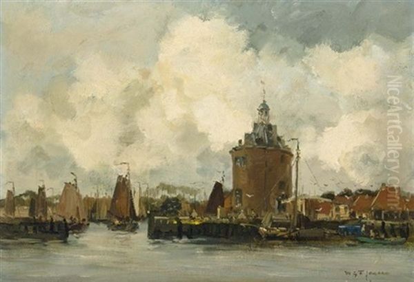 View Of The Dromedaris, Enkhuizen Oil Painting by Willem George Frederik Jansen