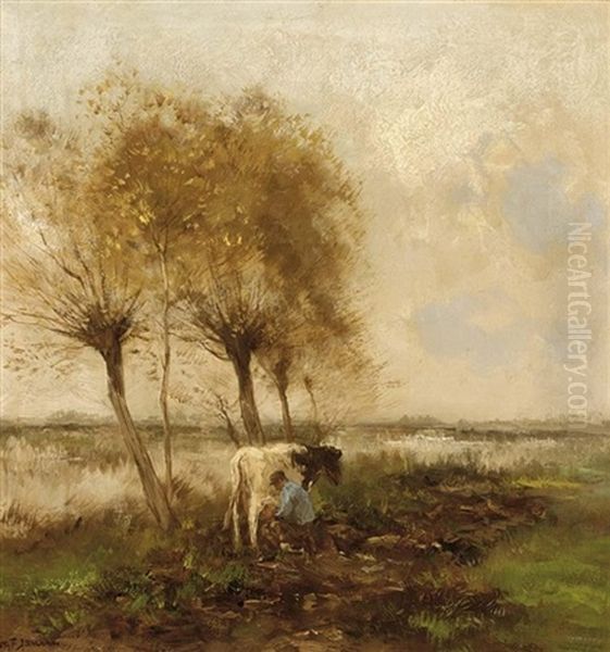 Milking Time Oil Painting by Willem George Frederik Jansen