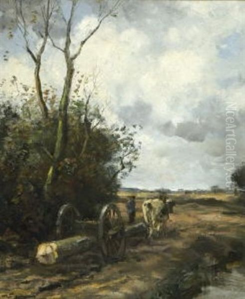 Bauer Mit Holzfuhrwerk Auf Dem Heimweg Oil Painting by Willem George Frederik Jansen