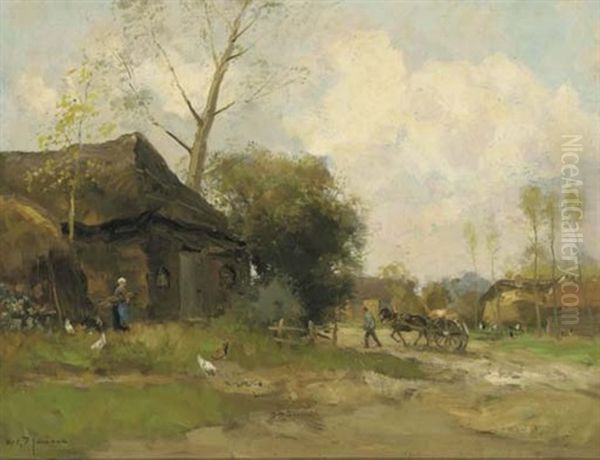 Activities In A Village Oil Painting by Willem George Frederik Jansen