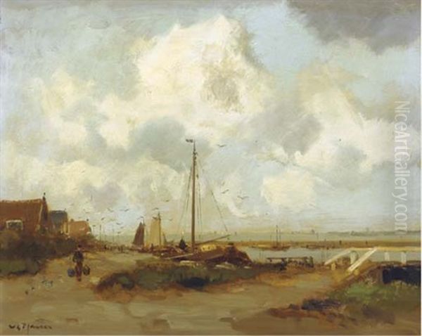 Monnickendam: Activities In The Harbour Oil Painting by Willem George Frederik Jansen