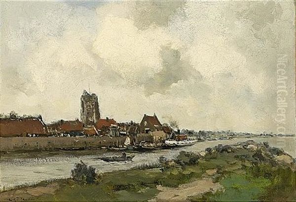 A View Of Woudrichem Oil Painting by Willem George Frederik Jansen