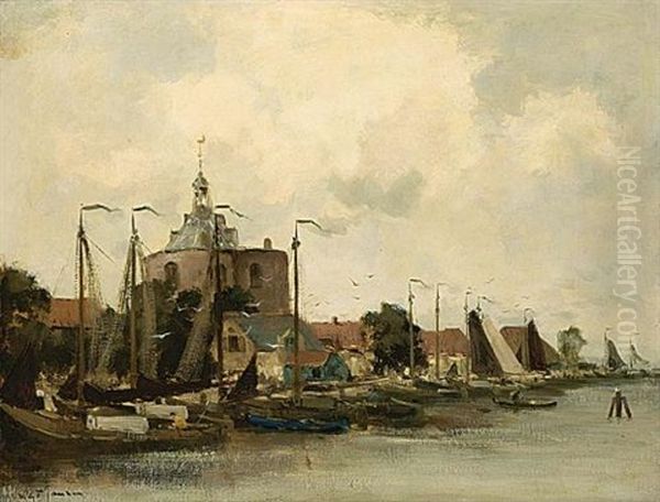 A View Of The Dromedaris, Enkhuizen Oil Painting by Willem George Frederik Jansen