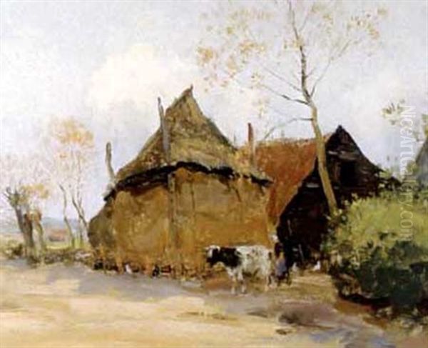 Milking Time Oil Painting by Willem George Frederik Jansen