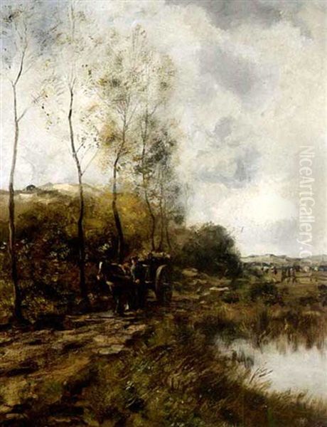 A Woodcutter On A Country Lane Oil Painting by Willem George Frederik Jansen