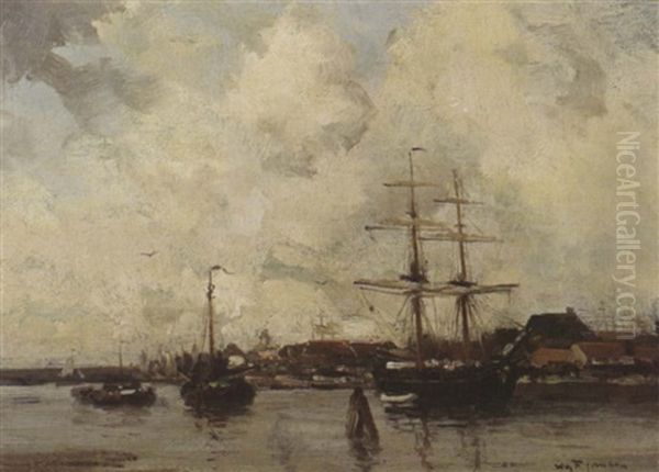 A View Of Harlingen Harbour Oil Painting by Willem George Frederik Jansen