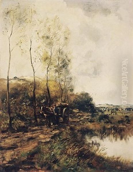 Farmer And Horse With Laden Cart Oil Painting by Willem George Frederik Jansen