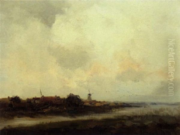 A View On The River Ijssel Oil Painting by Willem George Frederik Jansen