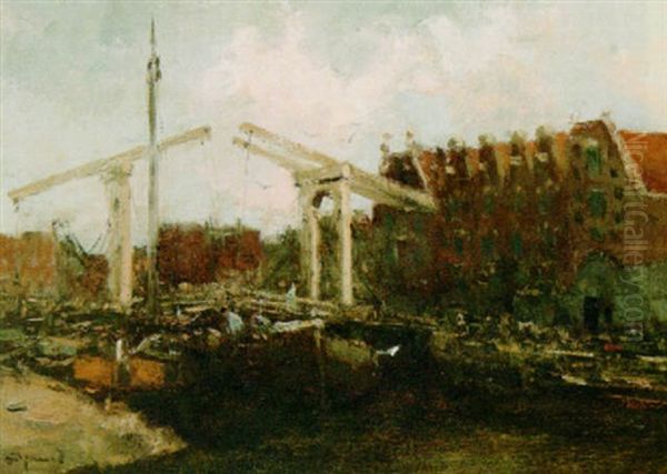 A View Of Prinseneiland, Amsterdam Oil Painting by Willem George Frederik Jansen