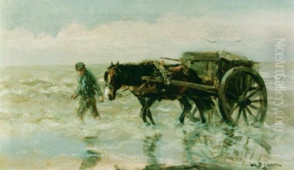 A Shell Fisher Oil Painting by Willem George Frederik Jansen