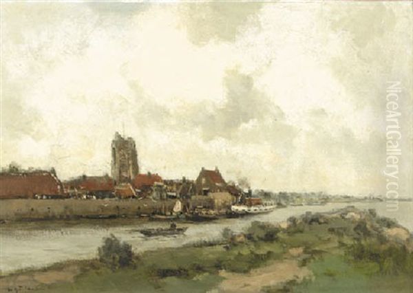 A View Of Woudrichem Oil Painting by Willem George Frederik Jansen