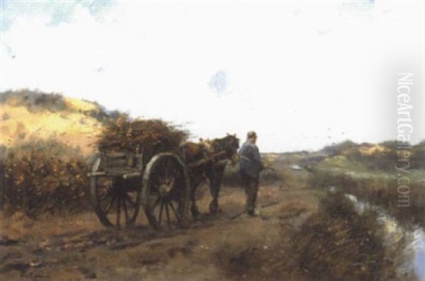 Carting Brushwood Oil Painting by Willem George Frederik Jansen