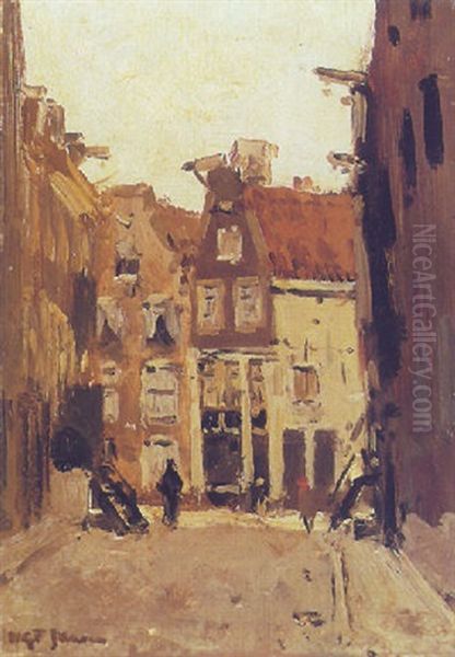 A Street In Amsterdam Oil Painting by Willem George Frederik Jansen