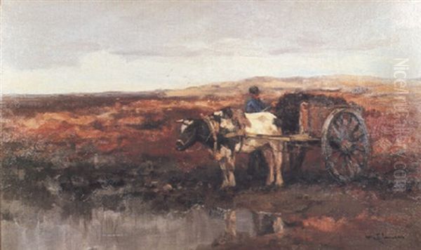 Figure With Horse And Cart Gathering Peat by Willem George Frederik Jansen