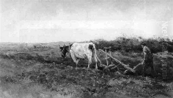 A Peasant Ploughing The Fields Oil Painting by Willem George Frederik Jansen