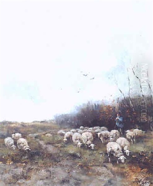 Watching The Flock Oil Painting by Willem George Frederik Jansen