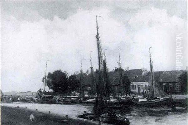 The Harbour Of Elburg Oil Painting by Willem George Frederik Jansen