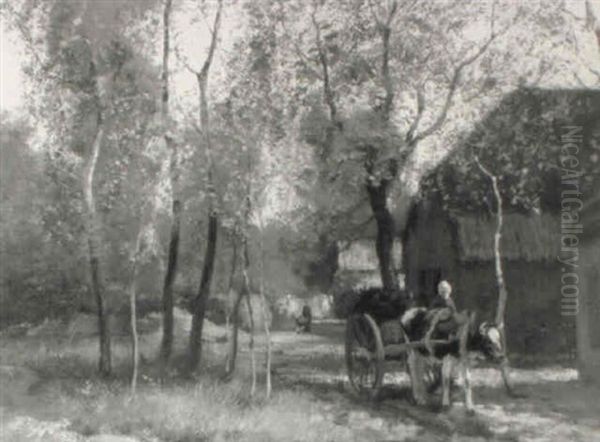 Ox Cart Oil Painting by Willem George Frederik Jansen