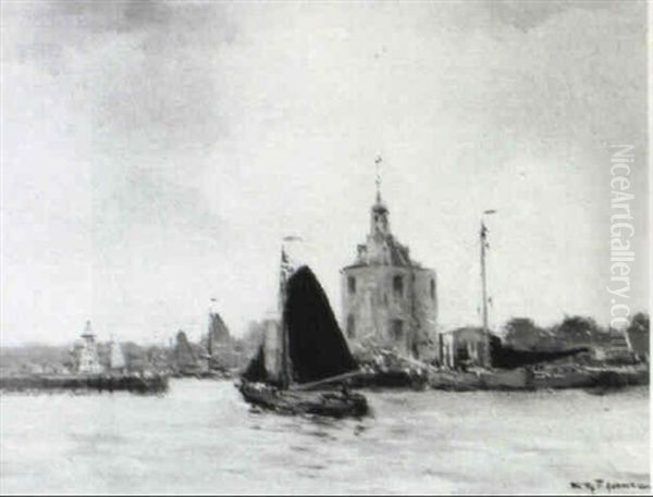 View Of The Dromedaris, Enkhuizen Oil Painting by Willem George Frederik Jansen