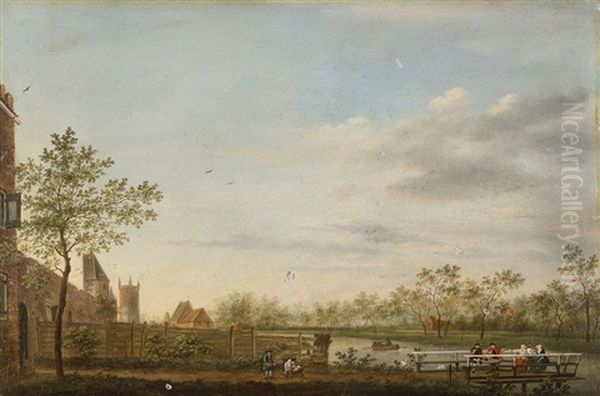 Flusslandschaft Mit Figurenstaffage Oil Painting by Johannes I Janson