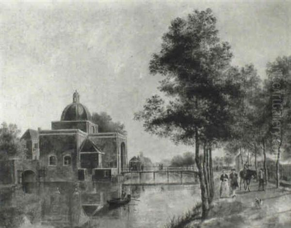 View Of The Koepoort, Lieden Oil Painting by Johannes I Janson