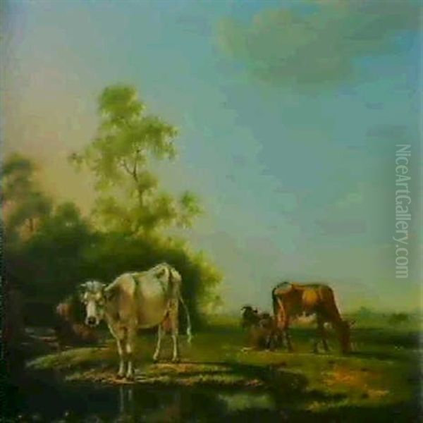 Kuhe Auf Der Weide. Oil Painting by Pieter Janson