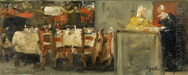 Im Restaurant Oil Painting by Gerhard Janssen