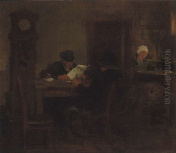 Zwei Alte Stammtischbruder Am Wirtshaustisch Oil Painting by Gerhard Janssen