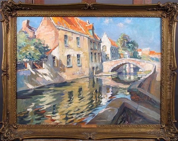 Vieux Quai A Brugge Oil Painting by Ludovic Janssen