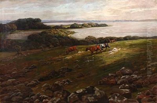 Landscape From Ringsjo In Scania Oil Painting by Luplau Janssen