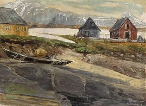 View From Nuuk, Greenland Oil Painting by Luplau Janssen