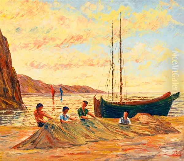 Rybaoi Na Sardinii Oil Painting by Luplau Janssen