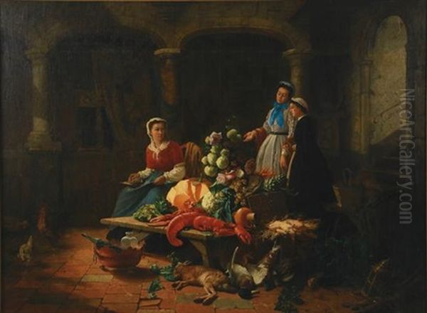 The Charity Stall Oil Painting by Victor Emil Janssen