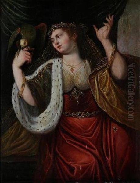 Femme Au Perroquet : Allegorie Du Toucher by Abraham Janssens