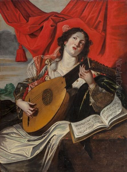 Woman With A Lute Oil Painting by Abraham Janssens