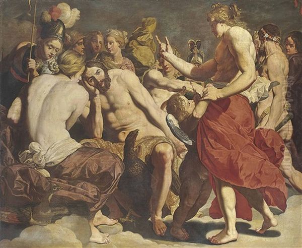 Jupiter Rebuked By Venus On Mount Olympus Oil Painting by Abraham Janssens