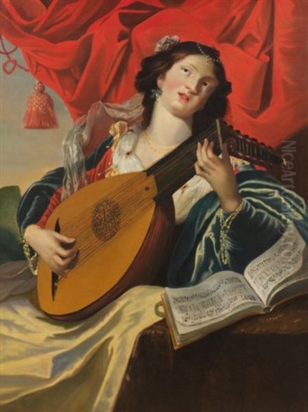 La Joueuse De Luth Oil Painting by Abraham Janssens