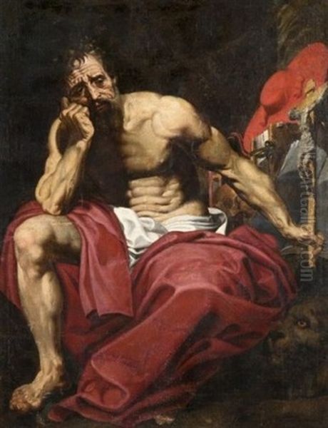 Saint Jerome Dans Le Desert Oil Painting by Abraham Janssens