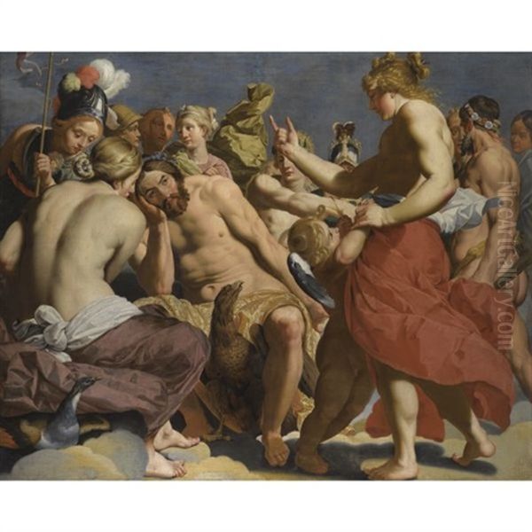 Jupiter Rebuked By Venus On Mount Olympus Oil Painting by Abraham Janssens