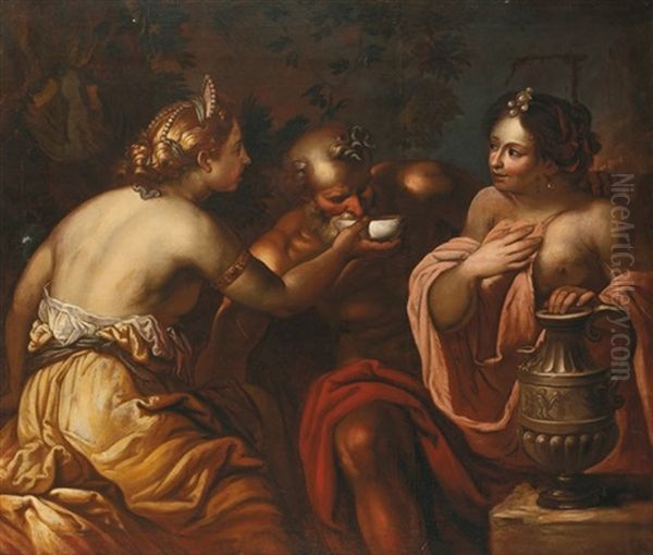 Loth Et Ses Filles Oil Painting by Abraham Janssens