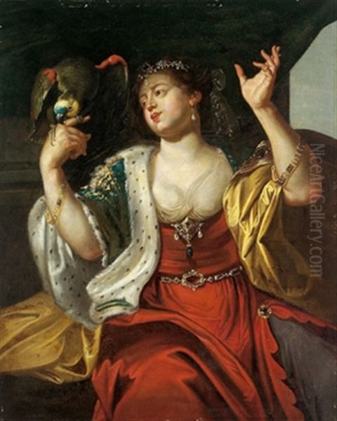 Dame Mit Einem Papagei: Allegorie Des Gefuhls Oil Painting by Abraham Janssens