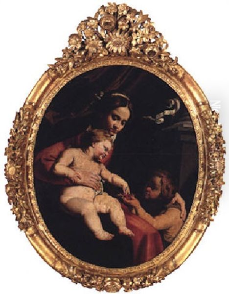 The Virgin And Child With The Infant Saint John The Baptist Oil Painting by Abraham Janssens